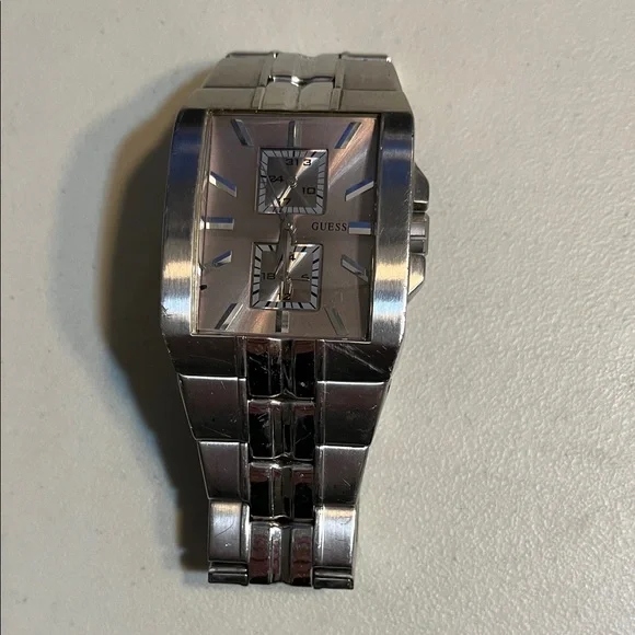 Guess Silver Rectangular Stainless Steel Watch - Picture 1 of 6